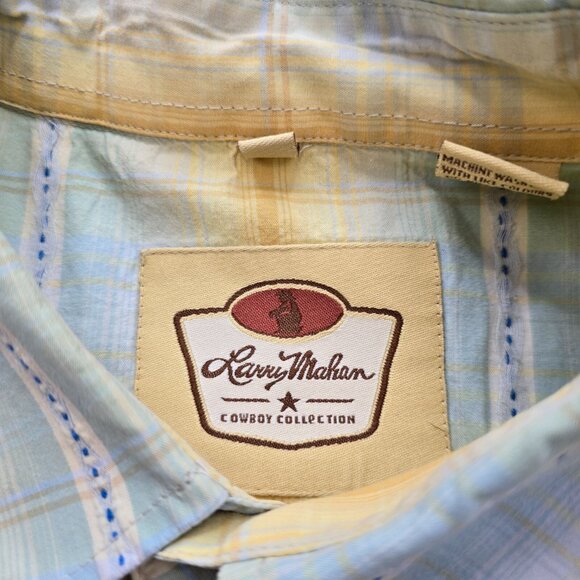 Larry Mahan Shirt Mens XL Plaid Button Up Pearl Snap Western Cowboy Rodeo Ranch - Picture 8 of 11